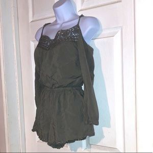 Charlotte Russe olive/sage green romper shorts